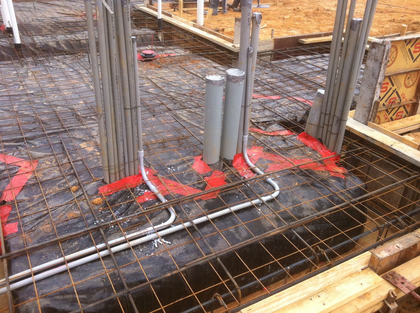 Rebar and slab preparation on a concrete job